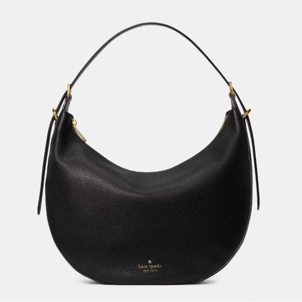 Kate Spade Elegant Black Pebbled Leather Hobo Shoulder 2025-2026 Edition NWT - Picture 3 of 4